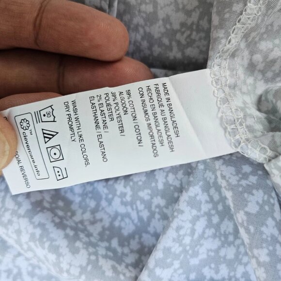 Van Heusen Men Shirt Short Sleeve Slim Fit Never Tuck White/Gray Size L/G NWT - Picture 10 of 10